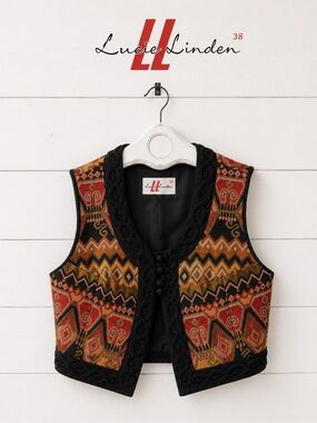 LUCIE LINDEN Vintage Tapestry Bolero Vest Size 38